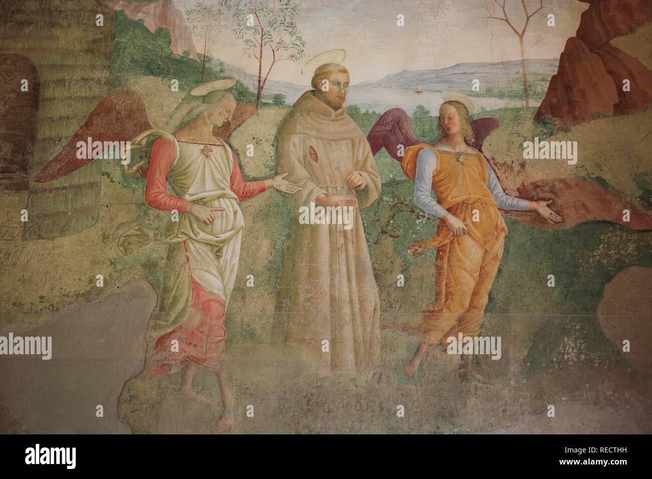 Fresko in der Kapelle von Santa Maria dei Angeli, Umbrien, Italien, Europa Stockfoto Fresko in der Kapelle von Santa Maria dei Angeli, Umbrien, Italien, Europa Stockfoto