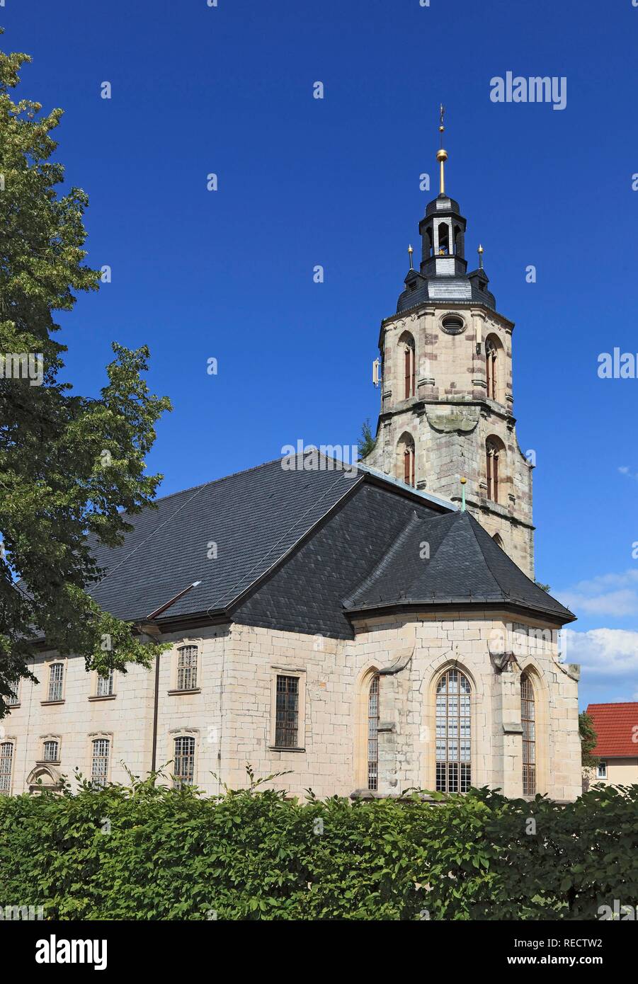 Die St. Johanniskirche St. John's Church in Schleusingen, Hildburghausen, Thüringen, Deutschland Stockfoto