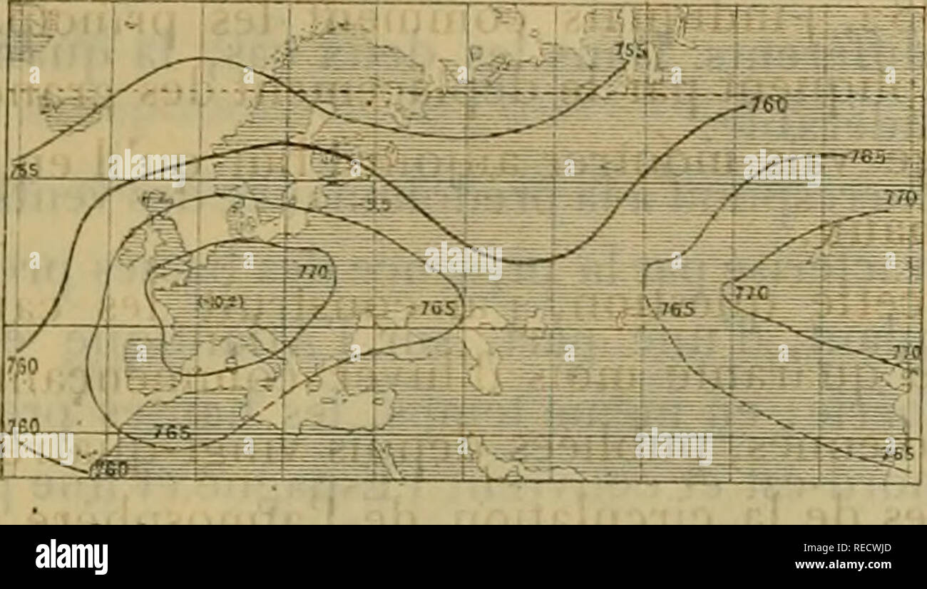 . Comptesrendusheb 971883 acad.Es NATURELLES. (IoqS) la prÃ©sence des Bässe Druck dans la rÃ©gion de Tobolsk et dans les Pa-tobt des AÃ § Erzen. "Ce-lype coÃ ¯ ncide Presque toujours avec un temps Calme et Froid et Fis - 3 -. Isobares moyennes de dt' cembre 1879! Se montre surtout en Dekor cembre; il ein prÃ© dominÃ© en Dekor cembre 1864 i865 1873, 1879 et en Janvier 1864 et 1880 [oivJig. 2). "Dans Ces deux Cas, l'abaissement de la tempÃ©- temperatur se produit surtout sur place par l'elfet du rayonnement. Â" Ce Typ est caractÃ©risÃ© par le Dekor Platzierung du maximale baromÃ © trique de MadÃ¨re et de l'OcÃ© ein Stockfoto