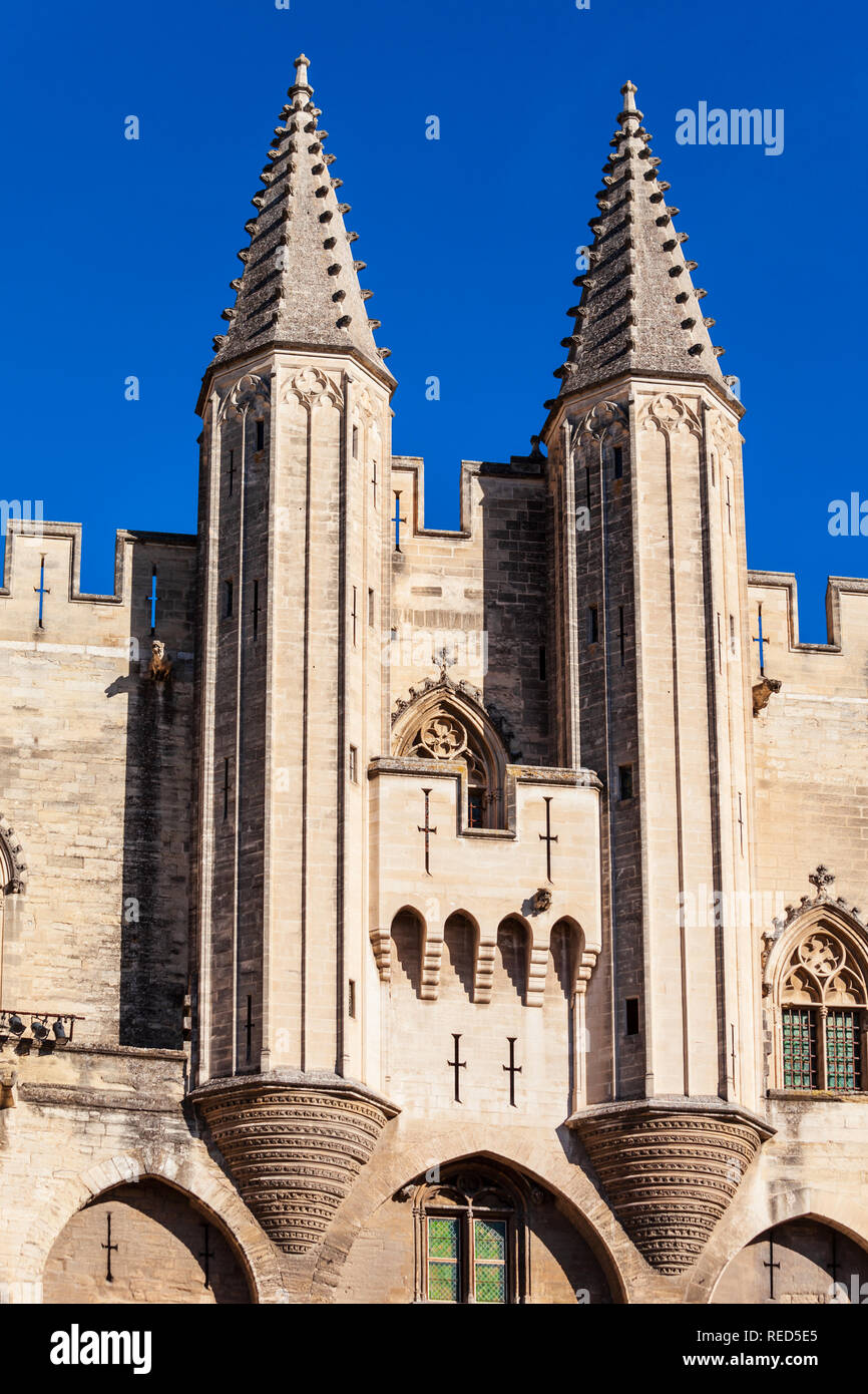 Palast der Päpste oder Palais des Papes in Avignon, Südfrankreich Stockfoto