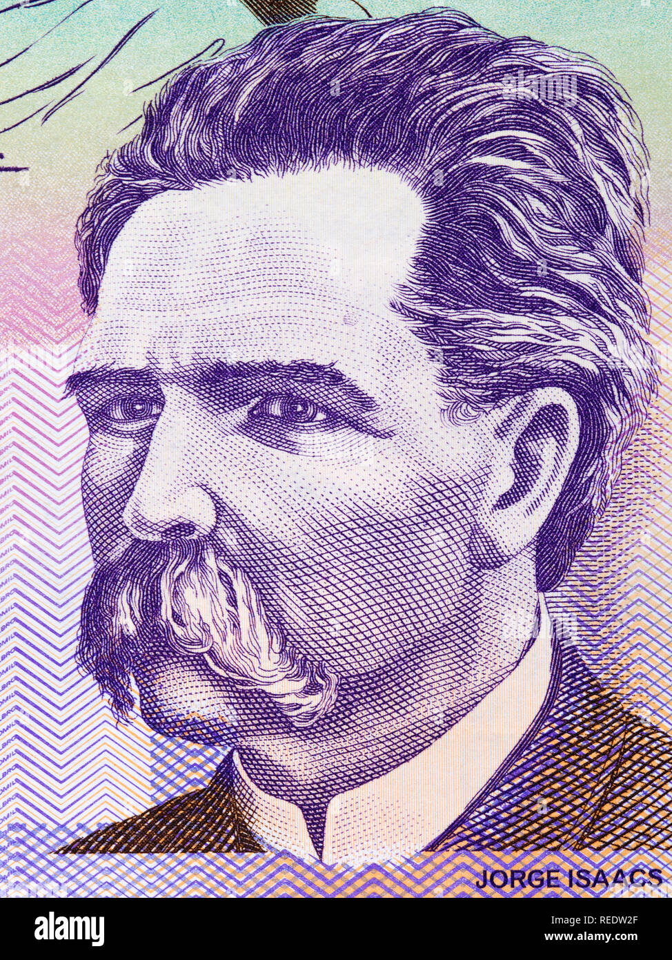Jorge Isaacs Ferrer Portrait von kolumbianischen Geld Stockfoto