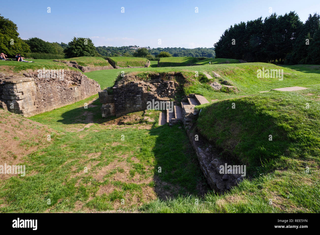 Römische Amphitheater Caerleon Newport Gwent Wales Stockfoto