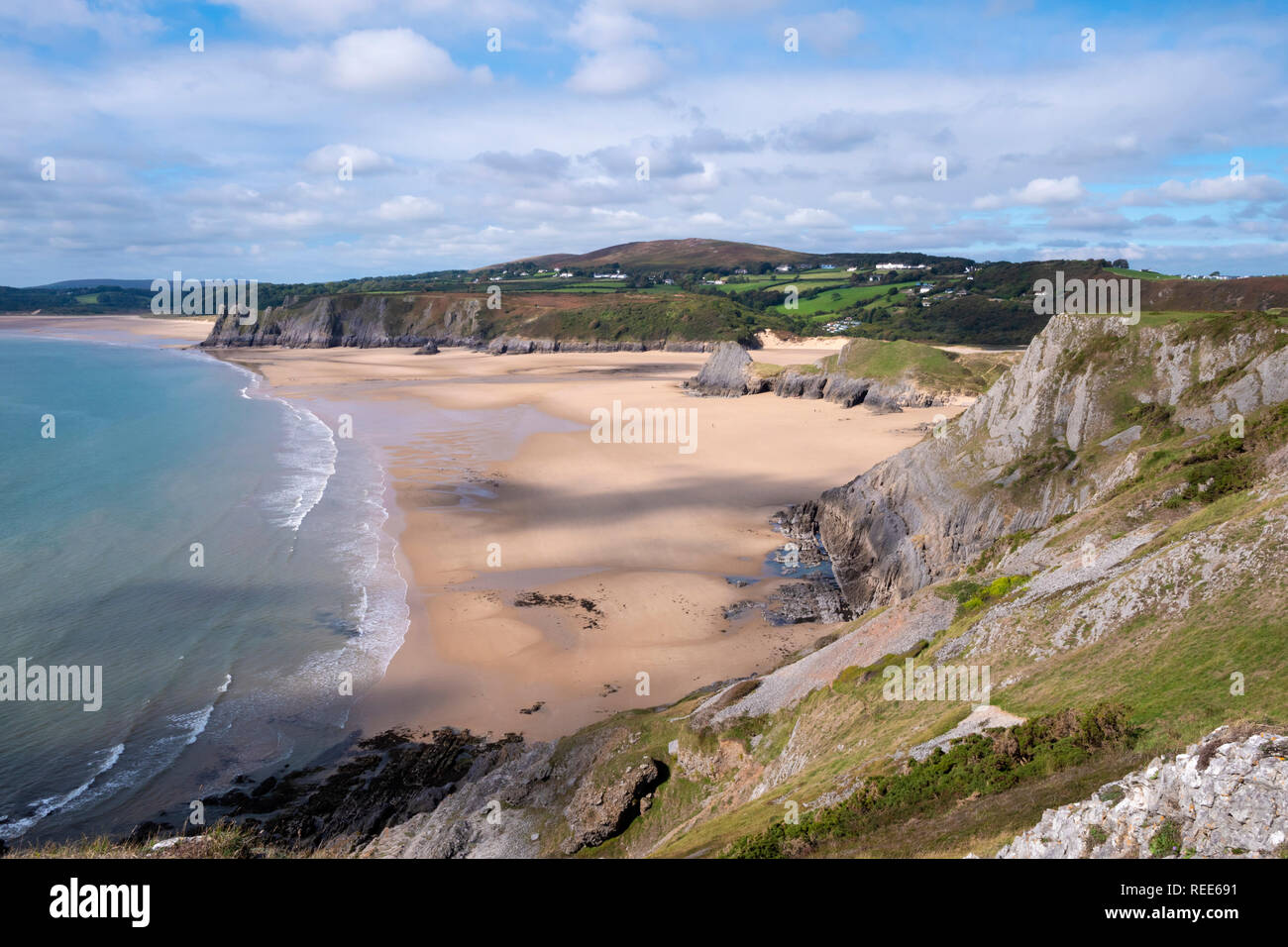 Drei Klippen Bucht Gower Swansea Wales Stockfoto