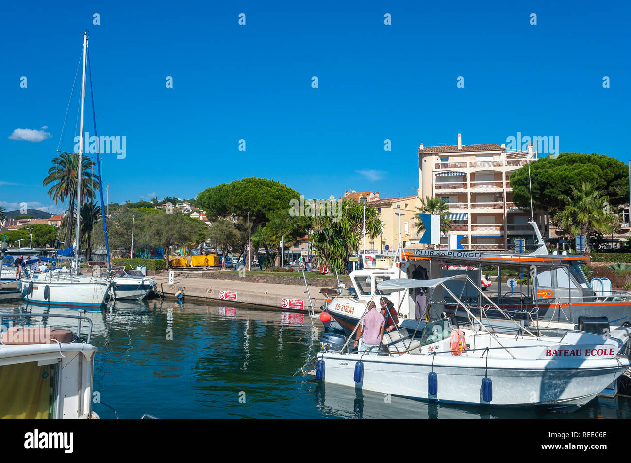 Hafen, Roquebrune-sur-Argens, Var, Provence-Alpes-Cote d'Azur, Frankreich, Europa Stockfoto