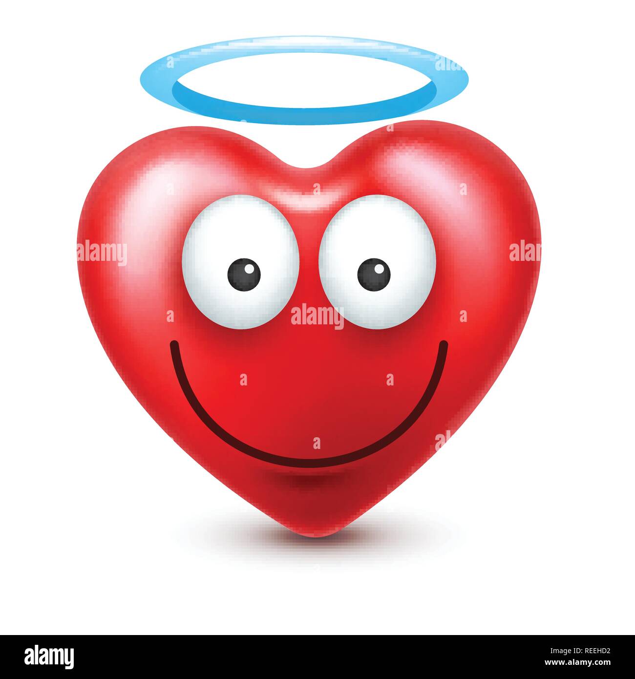 Herz smiley emoji Vektor für Valentines Tag. Lustiges rotes Gesicht mit Ausdrücke und Gefühle. Liebe Symbol. Stock Vektor