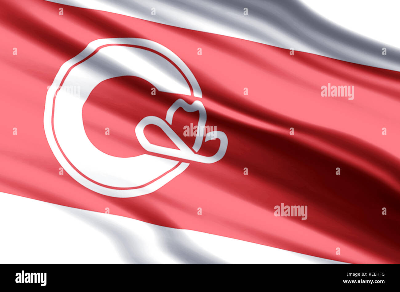 Calgary, Alberta winken und closeup flag Abbildung. Perfekt für Hintergrund oder Textur. Stockfoto