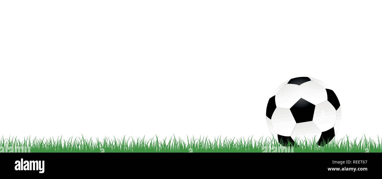 Fußball auf der grünen Wiese auf weißem Hintergrund Vektor-illustration EPS 10 isoliert Stock Vektor