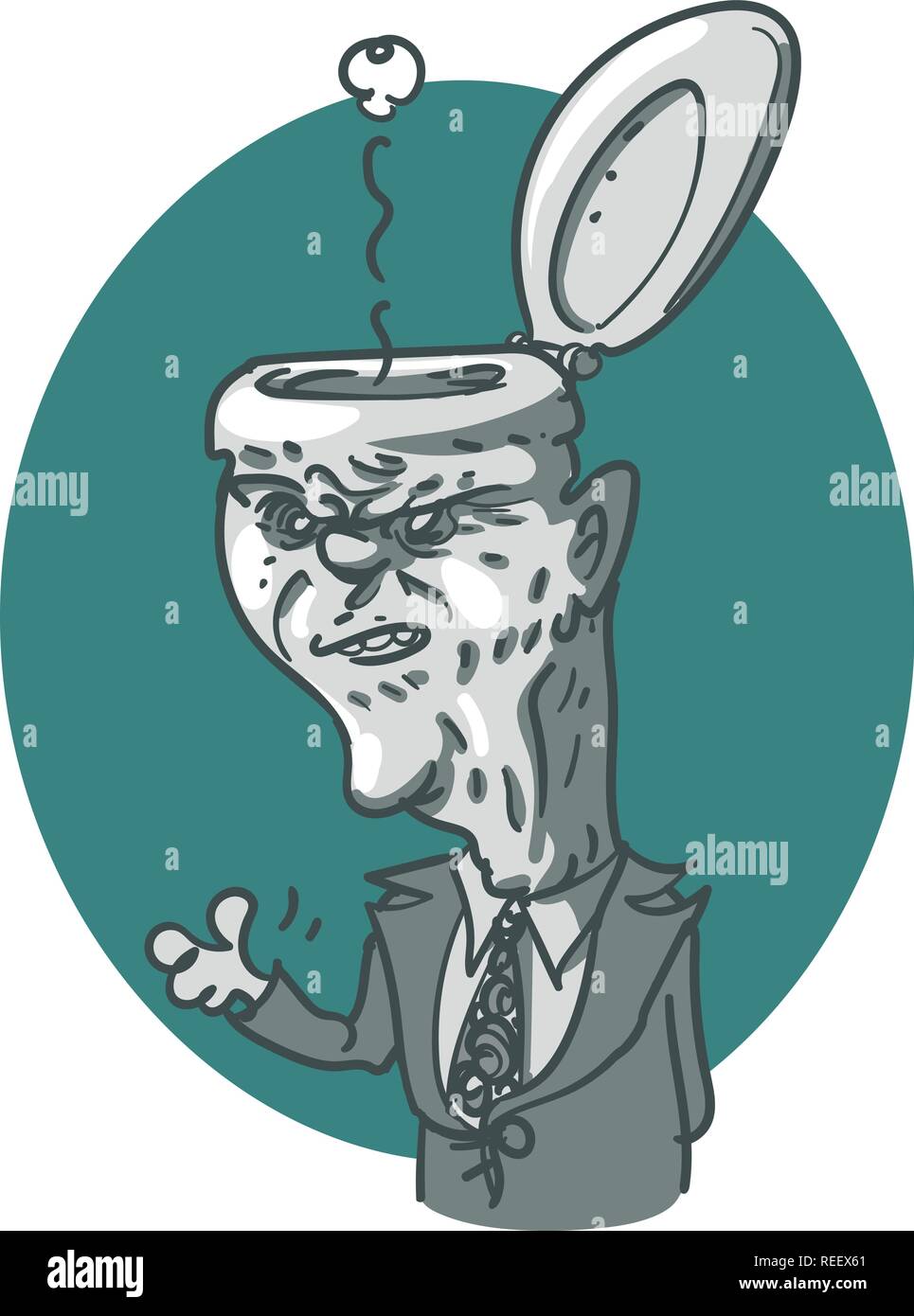 Ein Schrank Kopf Politiker, satirische Karikatur, Cartoon Stil Vector Illustration. Stock Vektor