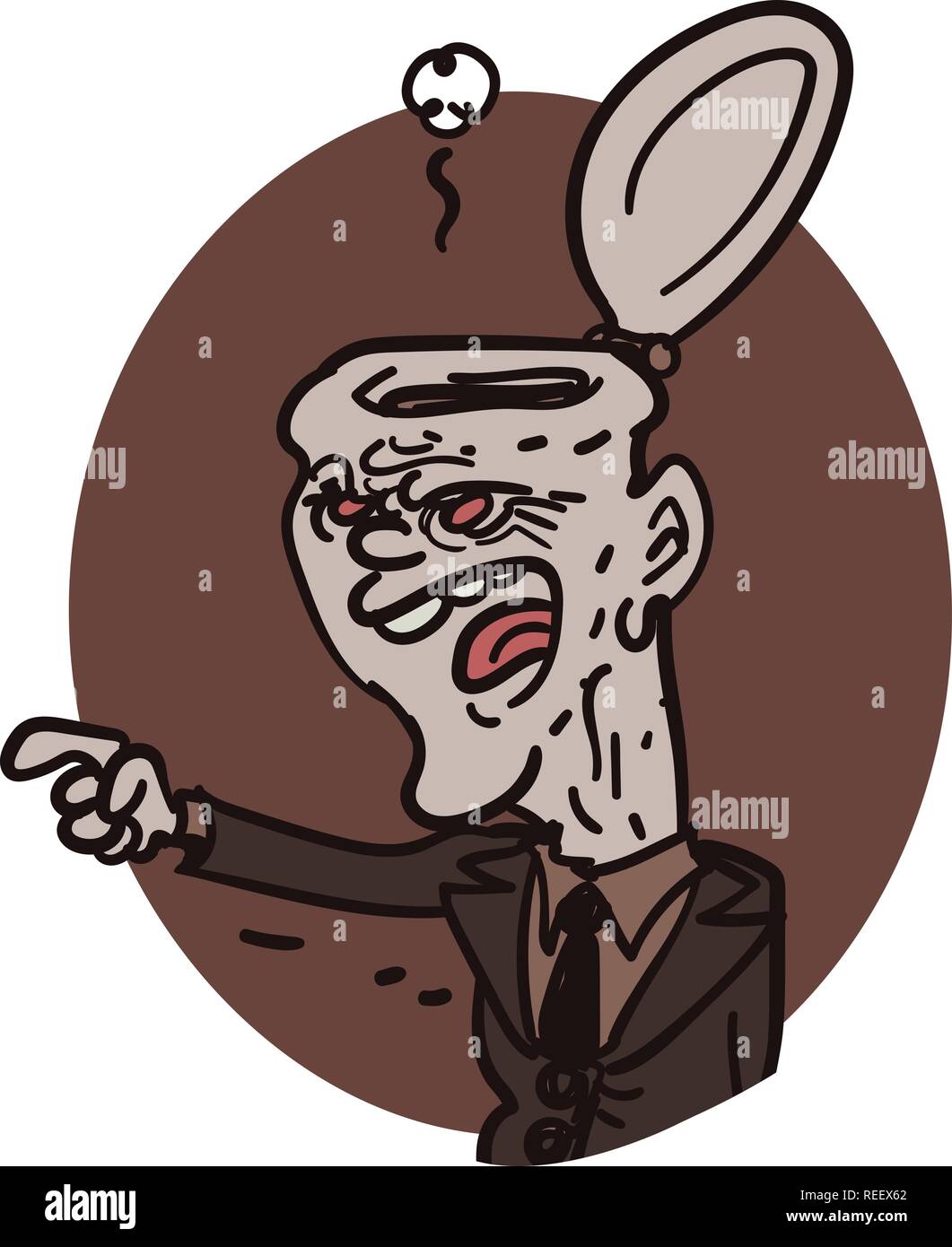 Ein Schrank Kopf Politiker, satirische Karikatur, Cartoon Stil Vector Illustration. Stock Vektor