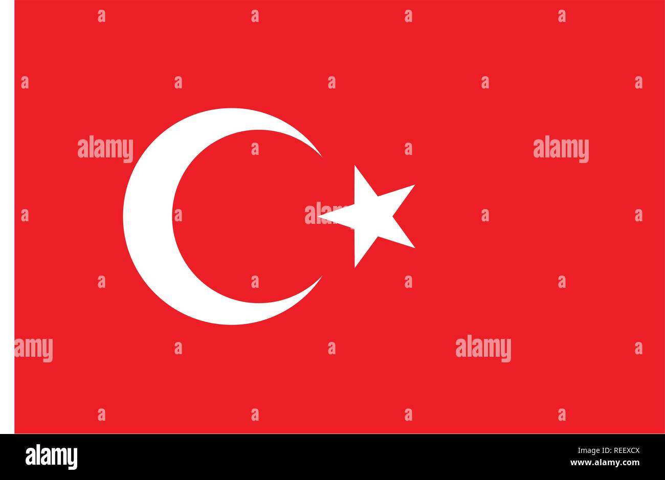Eine türkische Flagge, mit richtigen Proportionen und Farben. Halbmond und Stern türkische Flagge. Stock Vektor