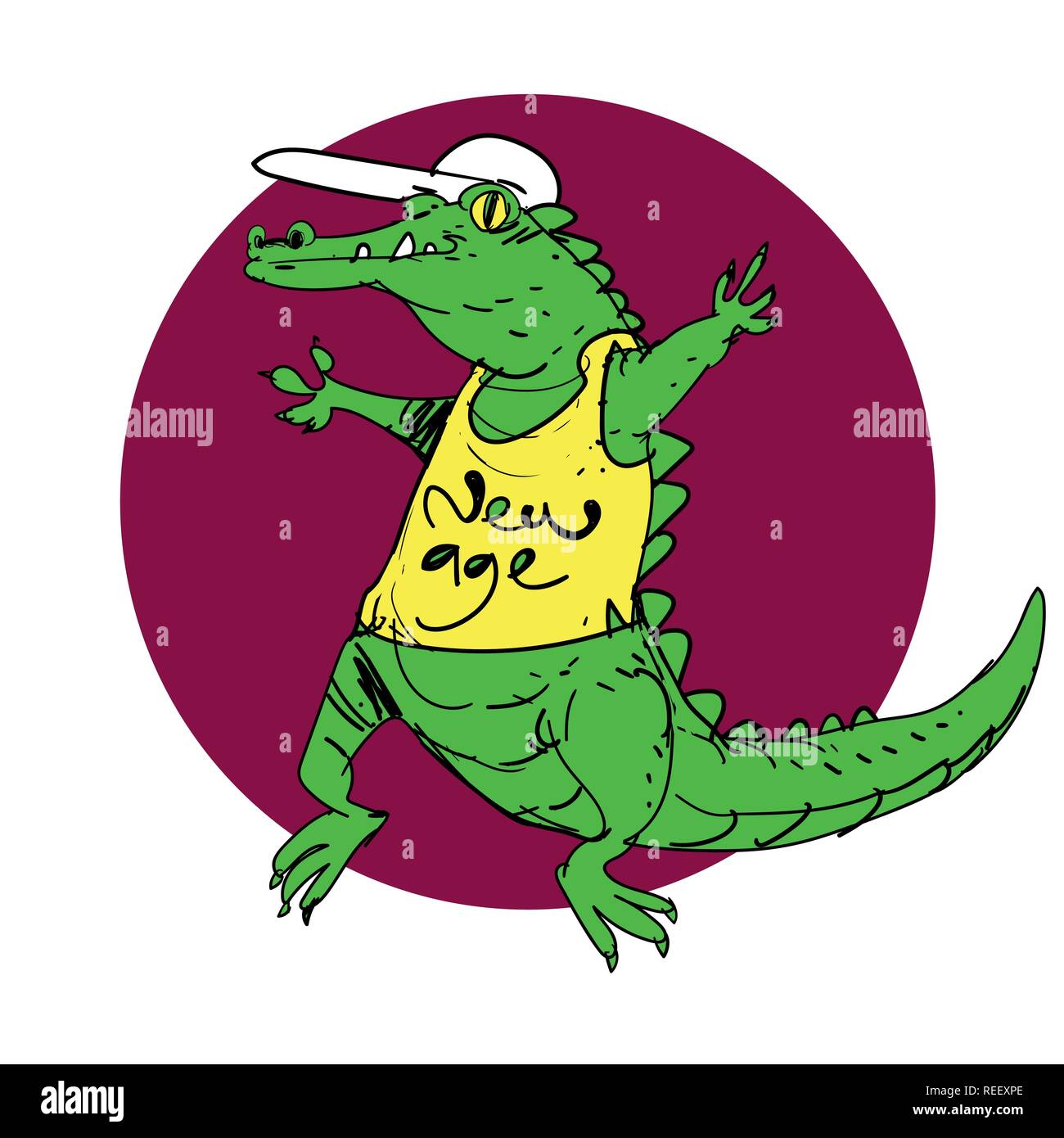 Krokodil free Hug stellen lustig Cartoon, Vector Illustration. Stock Vektor