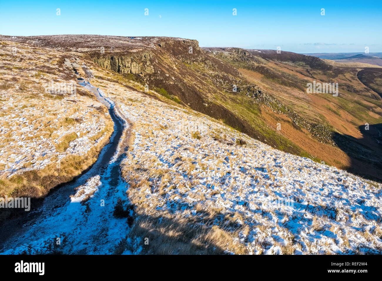 Am südlichen Rand des Kinder Scout im Peak District National Park, Derbyshire, Großbritannien Stockfoto