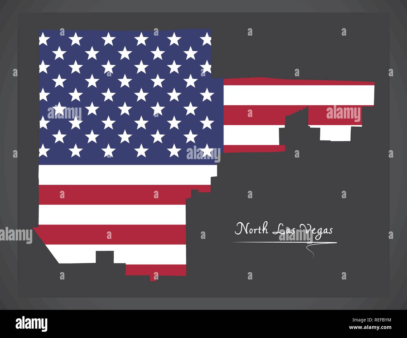 North Las Vegas Nevada City Karte mit Amerikanischen Nationalflagge Abbildung Stock Vektor