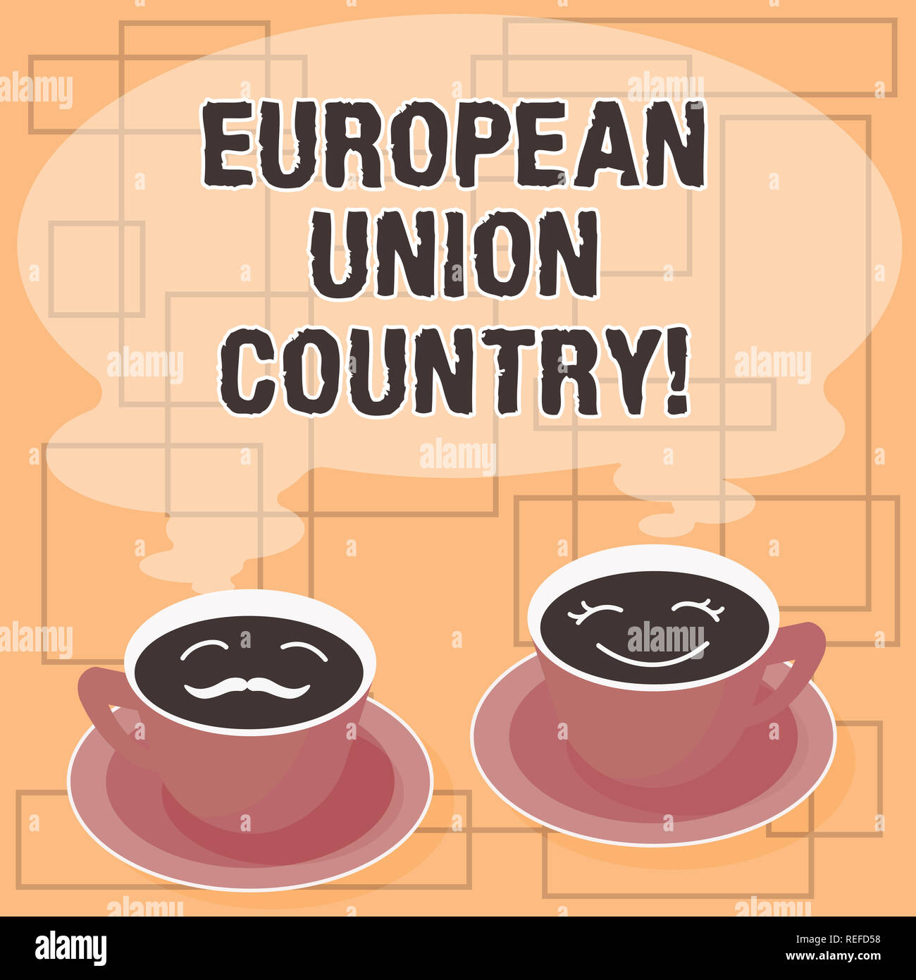 Wort schreiben Text Land der Europäischen Union. Business Konzept für Staaten oder Länder, vor allem in Europa setzt der Tasse Untertasse für Seine und Ihre entfernt Stockfoto