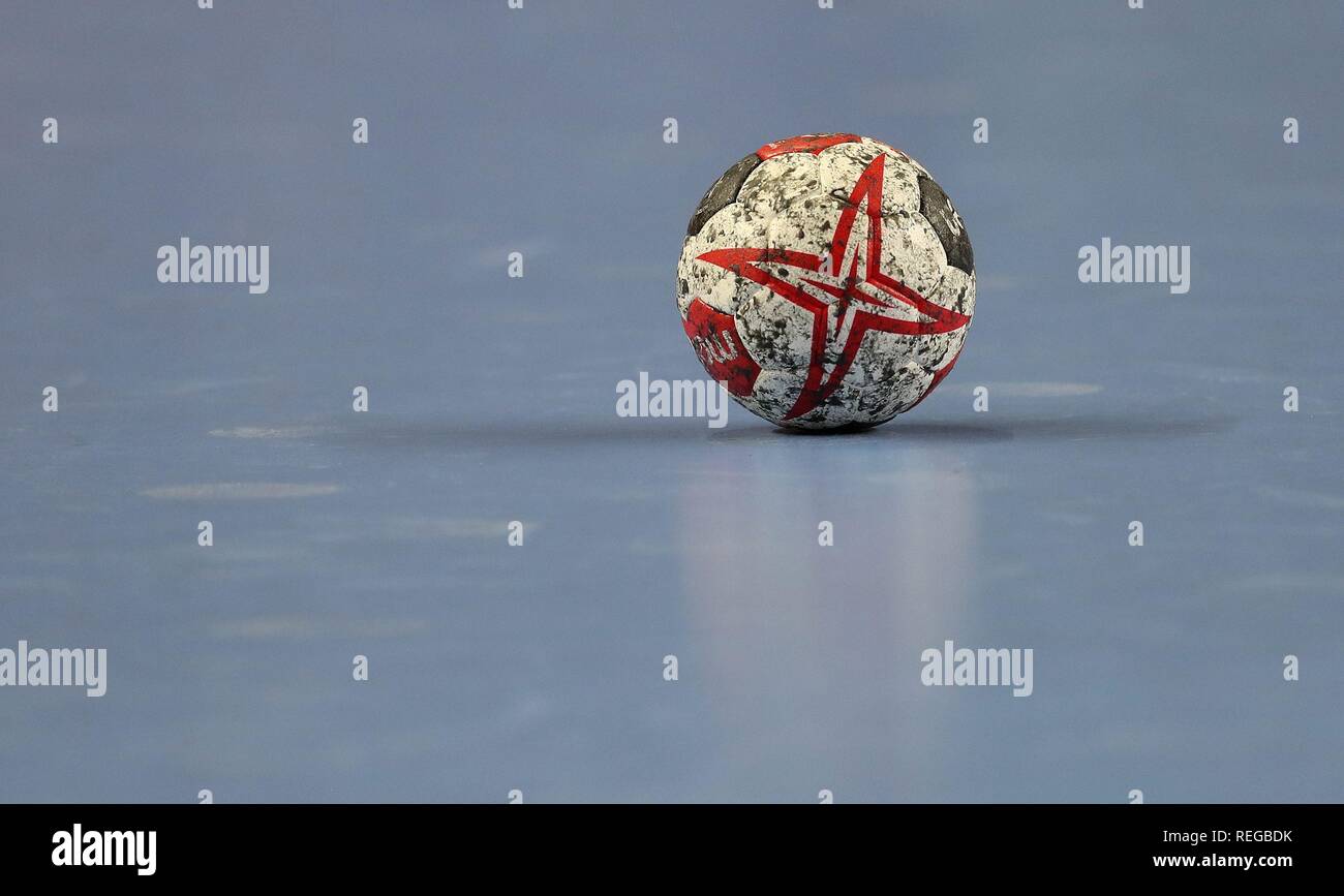 Firo: 19.01.2019, Handball: Wm Wm-Hauptrunde Frankreich - Spanien Kugel, Allgemein, FEature, Einlegern | Verwendung weltweit Stockfoto
