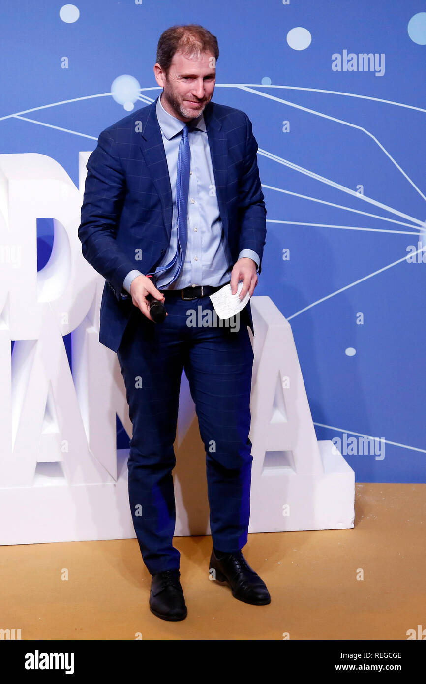 Rom, Italien. 22. Januar, 2019. Davide Casaleggio Rom Januar 22 2019. Übereinkommen der Bewegung 5 Sterne Partei zu erklären, das Grundeinkommen Gesetz gerade genehmigt. Foto Samantha Zucchi Insidefoto Credit: insidefoto Srl/Alamy leben Nachrichten Stockfoto