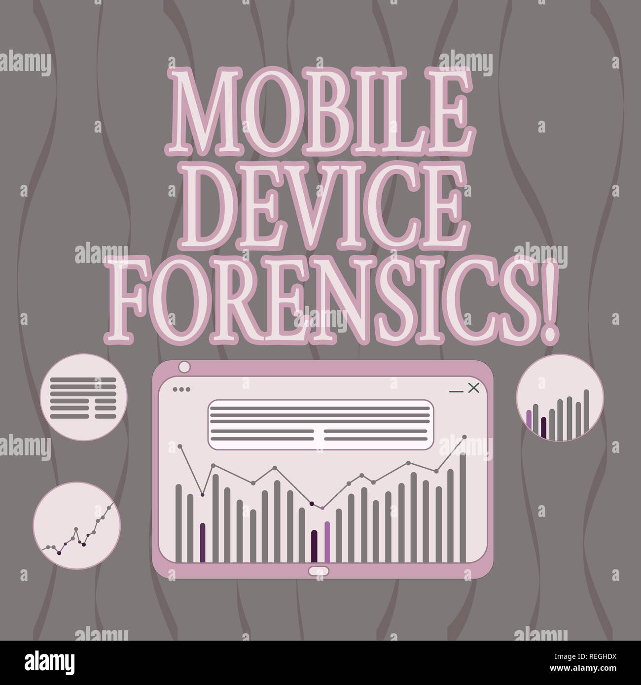 Wort schreiben Text Mobile Device Forensics. Business Konzept für elektronische Datenerfassung für rechtliche Nachweis verwenden digitale Kombination aus Spalte Zeile Da Stockfoto