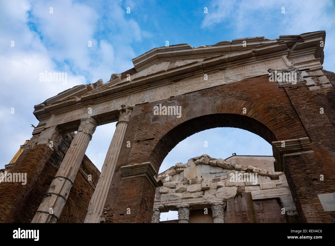 Europa Italien Rom römische Ruinen Portikus der Octavia im Jüdischen Ghetto Stockfoto