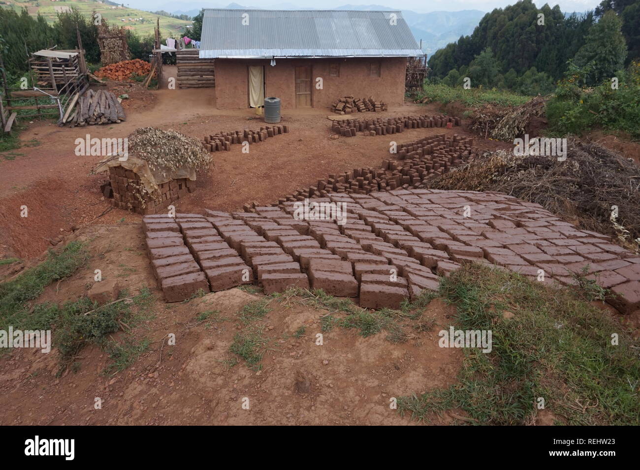 Die traditionelle Lehmziegel, Uganda Stockfoto