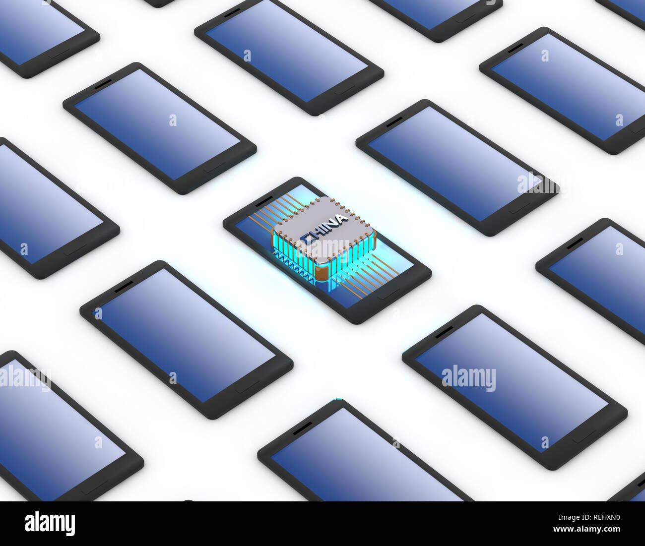 Chinas elektronischen Chip Technologie, Daten-Übertragung und Speicherung, große Daten- und Kommunikationstechnik, elektronische Ausrüstung CPU-Technologie Stockfoto