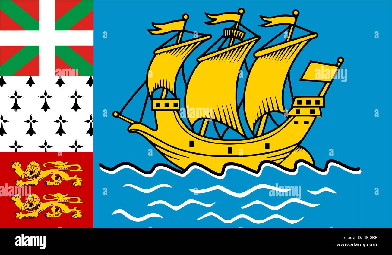 Saint Pierre und Miquelon Flagge Stock Vektor