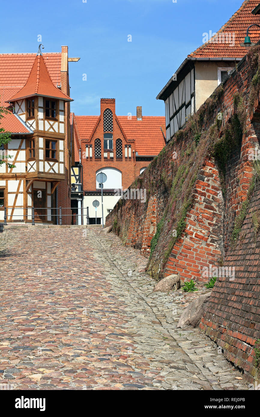 Die Rossfurt in der kleinen deutschen Stadt Tangermünde in Sachsen-Anhalt Stockfoto