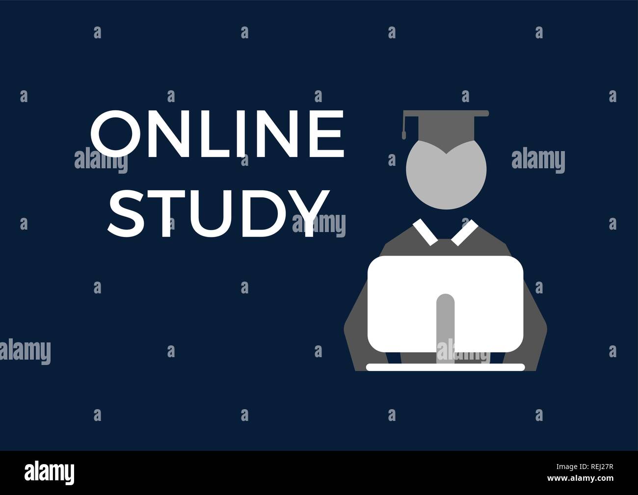 Online Studie konzept Vektor-illustration EPS 10 Symbol. Internet zu Lernzwecken Stock Vektor