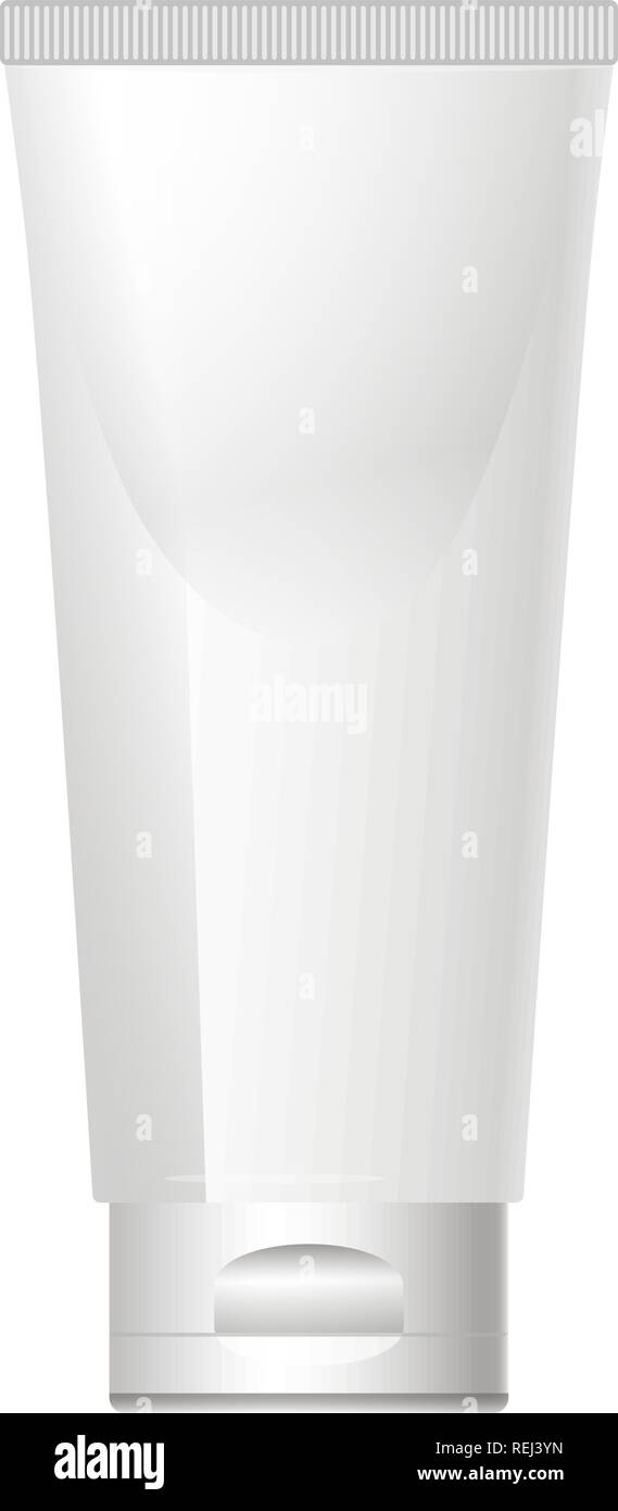 Leere weiße kosmetische U-Pack. Hier kann, Cremes, Zahnpasta, Gel, Sauce, Farben, Kleber, Salben, Lotionen, Medikamente. Vector Illustration, EPS 10. Stock Vektor