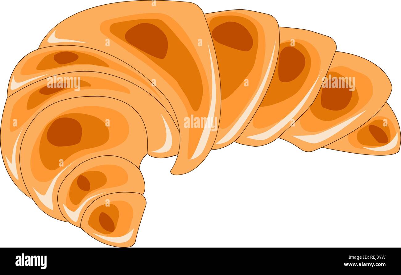 Leckere süße Croissants auf weißem Hintergrund. Vector Illustration, EPS 10. Stock Vektor