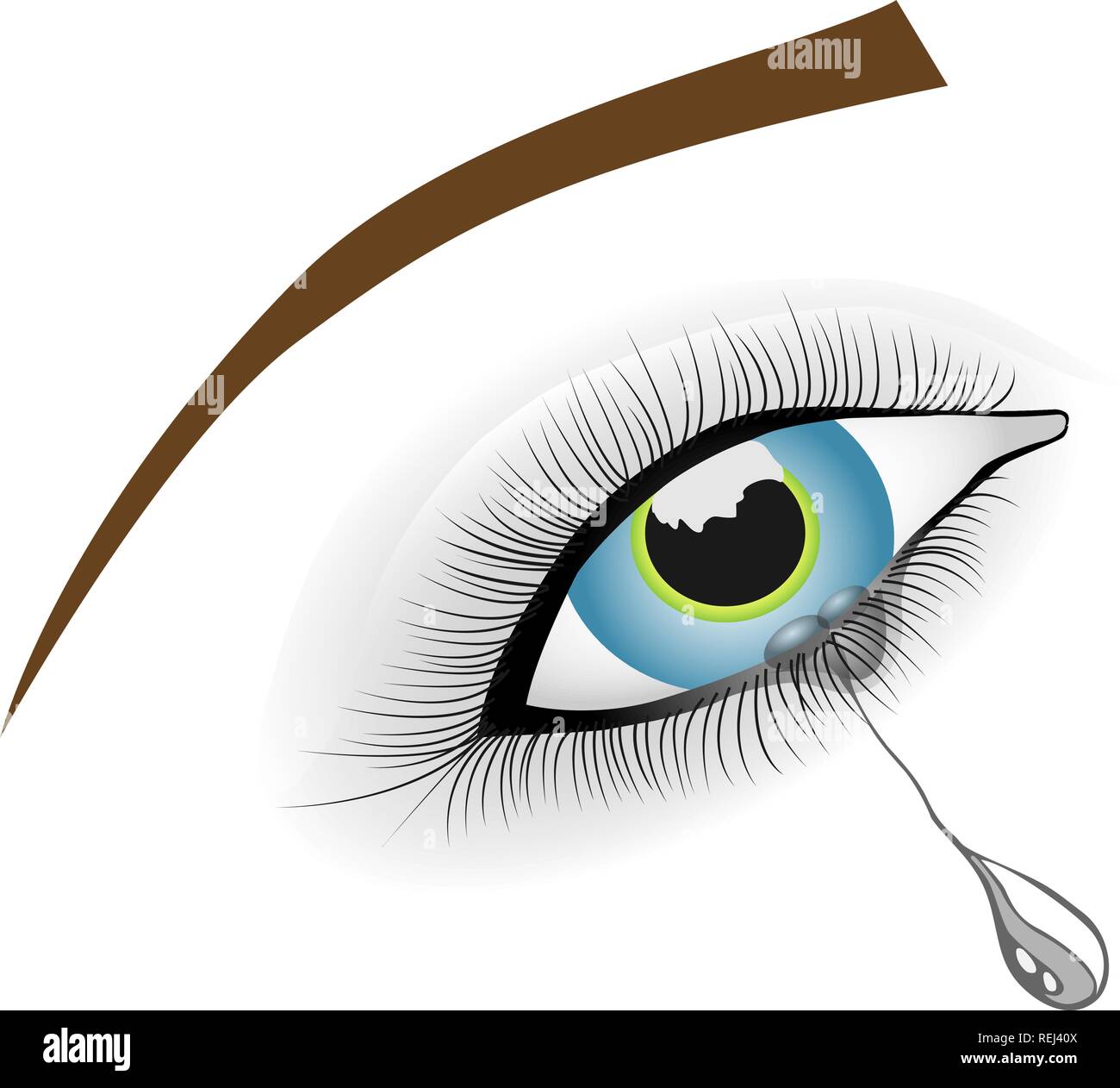 Schöne weibliche blauen Auge. Das auge Logo. Auf weissem Hintergrund. Vector Illustration, EPS 10. Stock Vektor