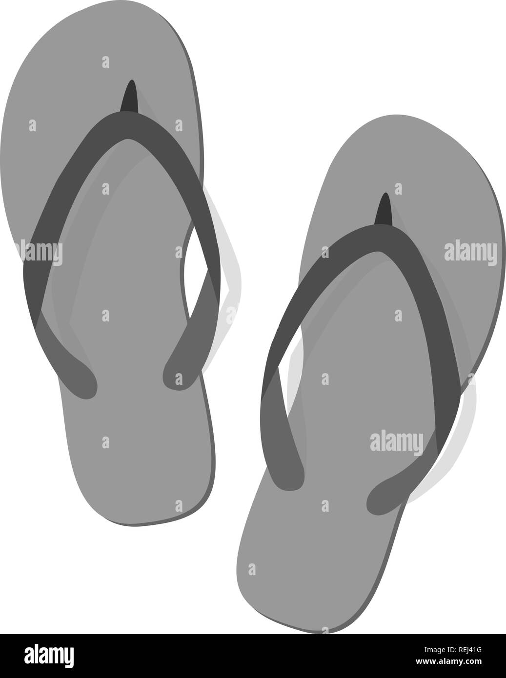 Schwarz/grau Sommer Hausschuhe auf weißem Hintergrund. Flip-flops isolierte Symbol. Flache Bauform. Vector Illustration, EPS 10. Stock Vektor