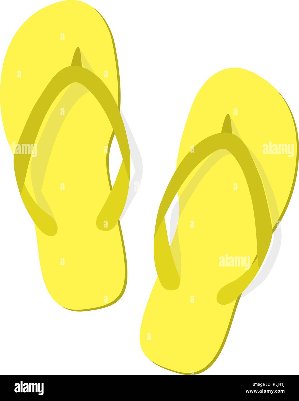 Gelb Sommer Hausschuhe auf weißem Hintergrund. Flip-flops isolierte Symbol. Flache Bauform. Vector Illustration, EPS 10. Stock Vektor