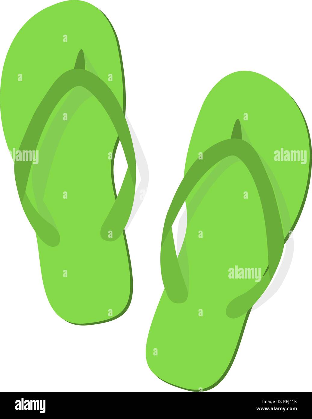 Grüner Sommer Hausschuhe auf weißem Hintergrund. Flip-flops isolierte Symbol. Flache Bauform. Vector Illustration, EPS 10. Stock Vektor