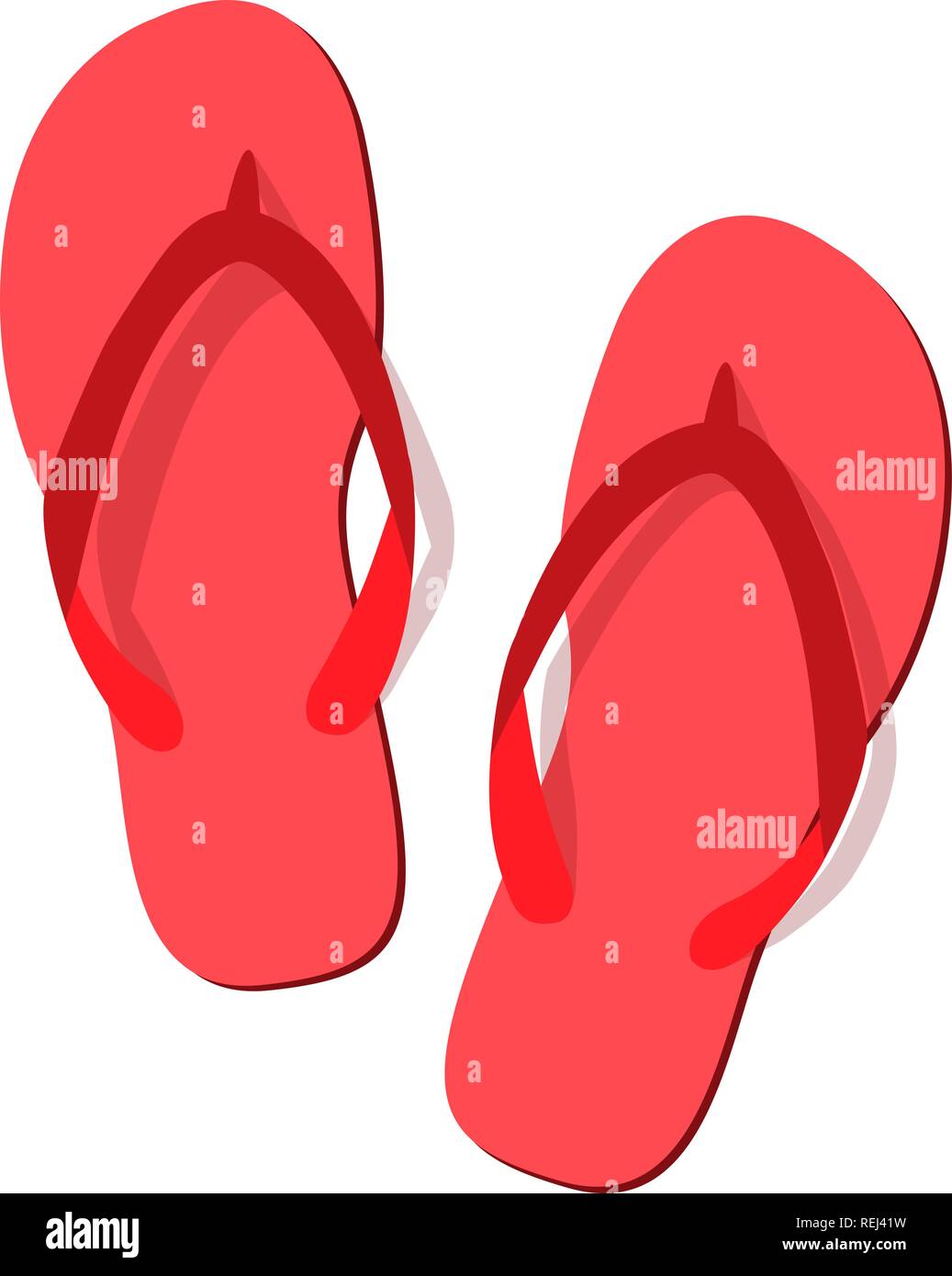 Rot Sommer Hausschuhe auf weißem Hintergrund. Flip-flops isolierte Symbol. Flache Bauform. Vector Illustration, EPS 10. Stock Vektor