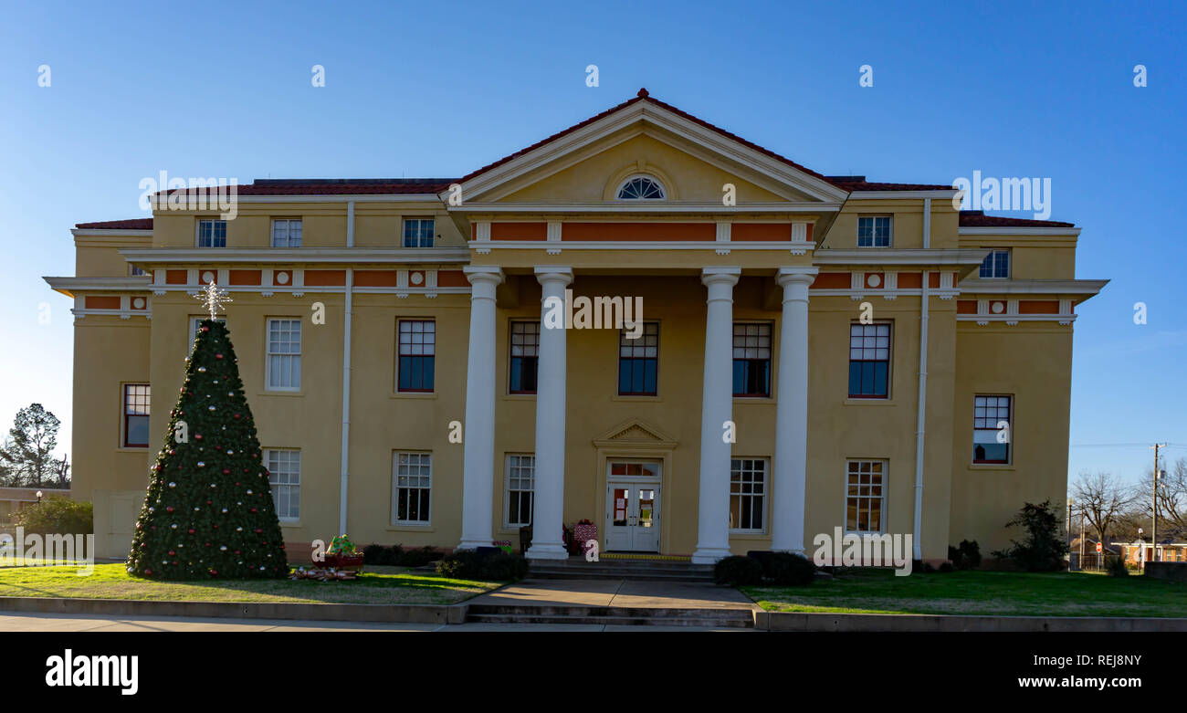 1861 Cass County Courthouse in Linden, Texas. Dieses Gericht in Texas als historische Sehenswürdigkeit aufgelistet. Das älteste Gericht in Texas. Stockfoto