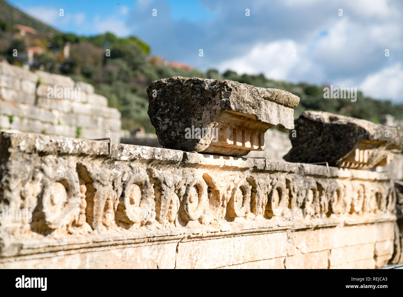 UNESCO Messene, alte Stadt, südwestlichen Peloponnes Griechenland gegründet im Jahr 369 v. Chr. nach der Niederlage von Sparta von Athen und der Boeotian Liga. Stockfoto