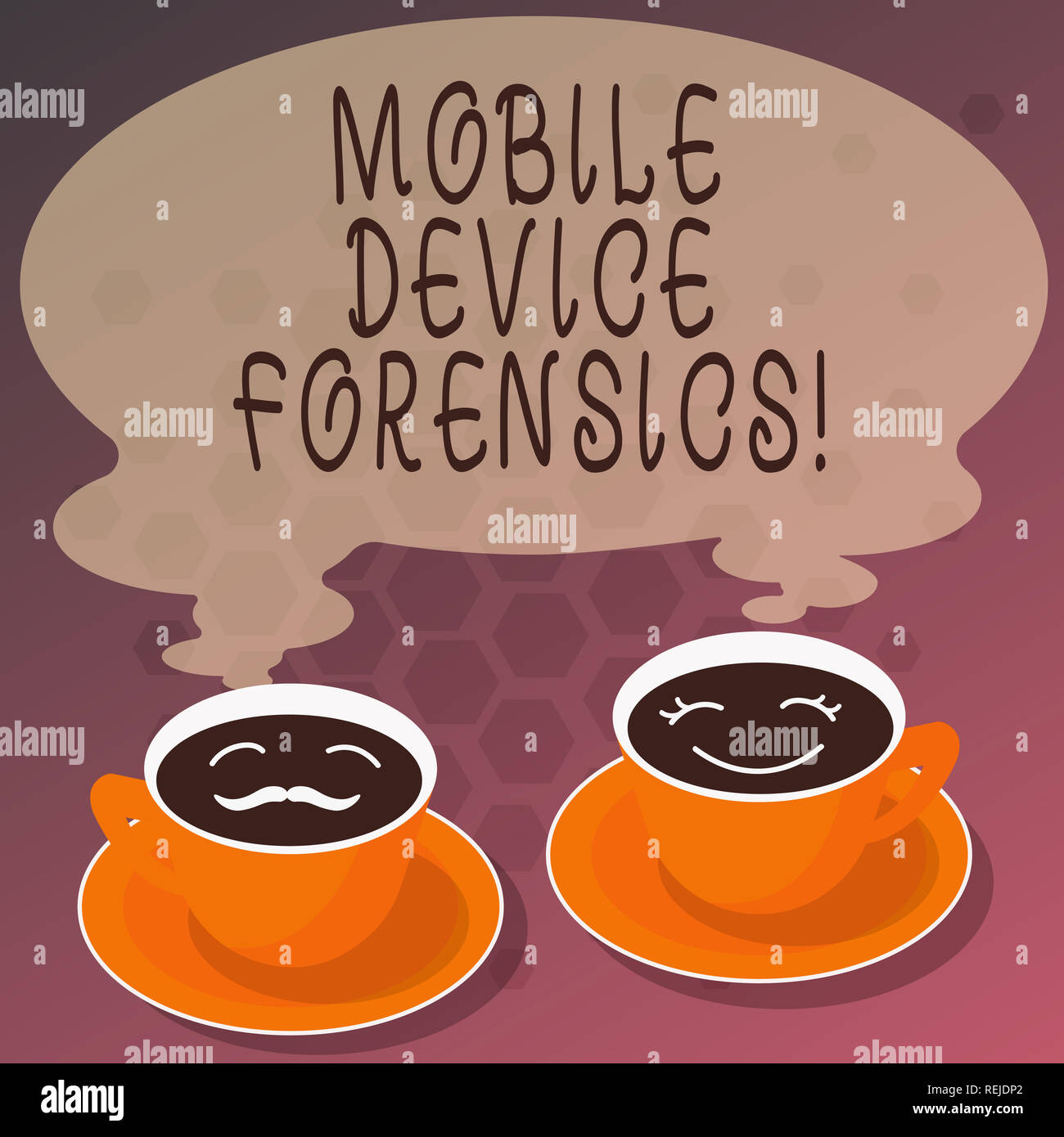 Wort schreiben Text Mobile Device Forensics. Business Konzept für elektronische Datenerfassung für rechtliche Hinweise können Sie Sätze von Tasse Untertasse für Sie und Ihn C Stockfoto