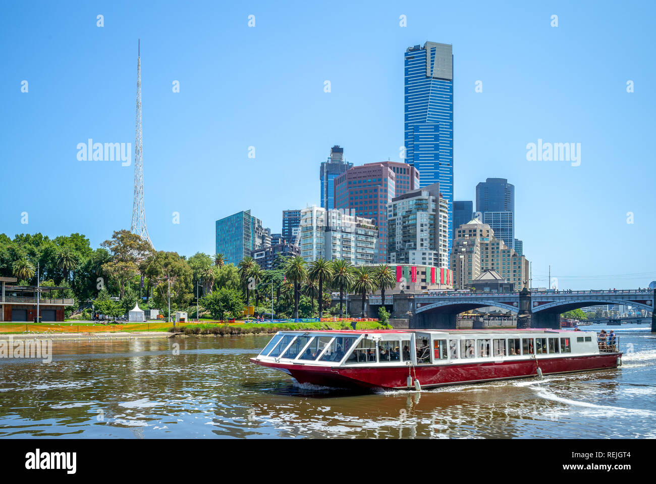 Kreuzfahrt auf dem Yarra River in Melbourne, Australien Stockfoto