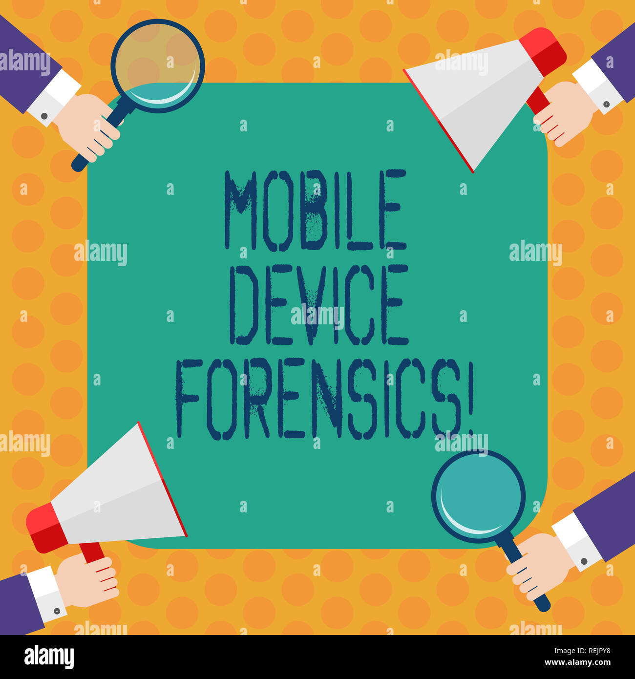 Schreiben Hinweis Übersicht Mobile Device Forensics. Business Foto präsentiert elektronische Datenerfassung für rechtliche Hinweise Verwendung Hu Analyse Hände halten Mag Stockfoto
