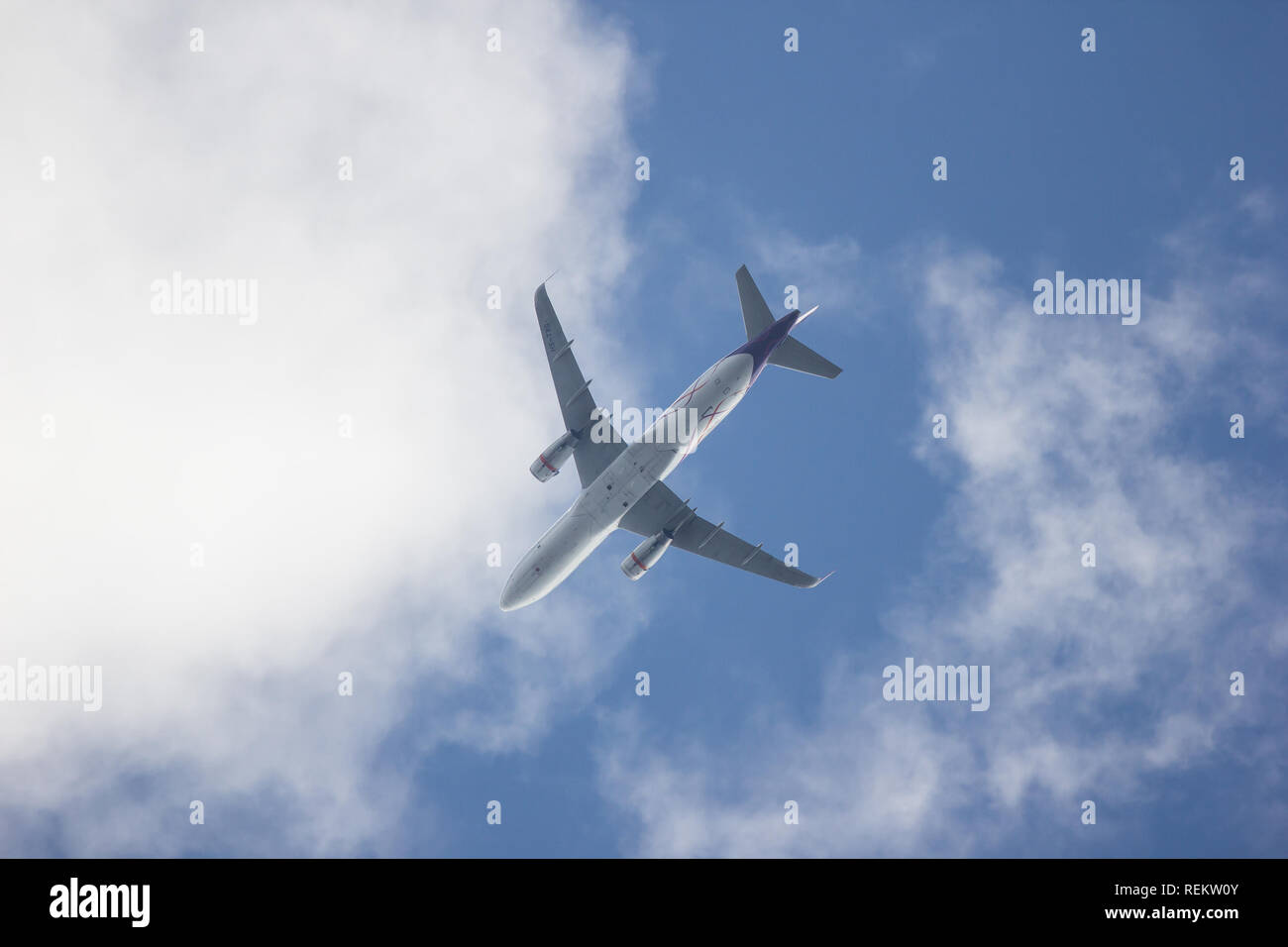Chiangmai, Thailand - 6. Januar 2019: HS-TXG Airbus A320-200 der Thailändischen Lächeln Atemwege. Nehmen Sie vom Flughafen Chiangmai zum Bangkok Suvarnabhumi. Stockfoto