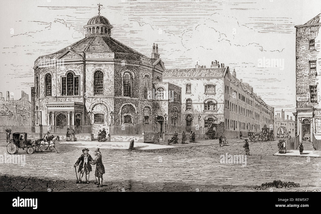 Die Surrey Kapelle, Southwark, London, England, hier im 19. Jahrhundert, bevor als Ring, ein Boxing Arena verwendet wird. Von London Bilder, veröffentlicht 1890 Stockfoto