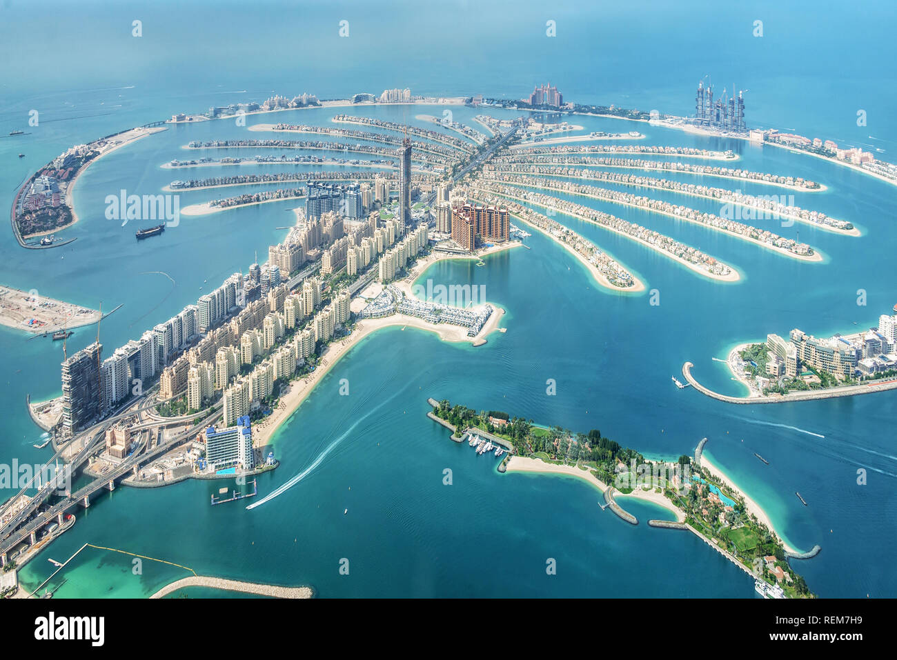 Luftaufnahme von Dubai Palm Jumeirah, Vereinigte Arabische Emirate Stockfoto