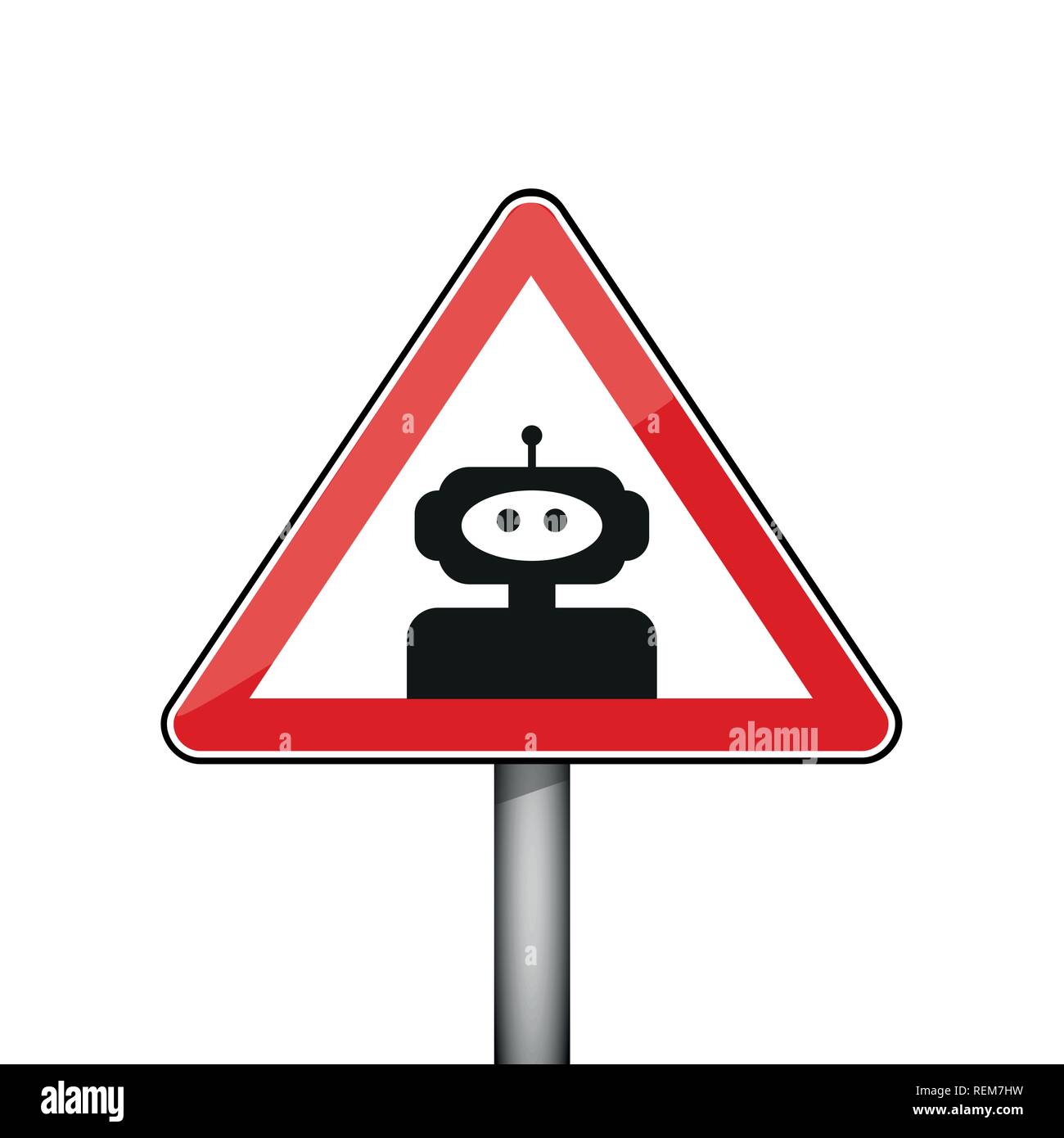 Dreieckigen Warnschild mit Roboter Vektor-illustration EPS 10. Stock Vektor