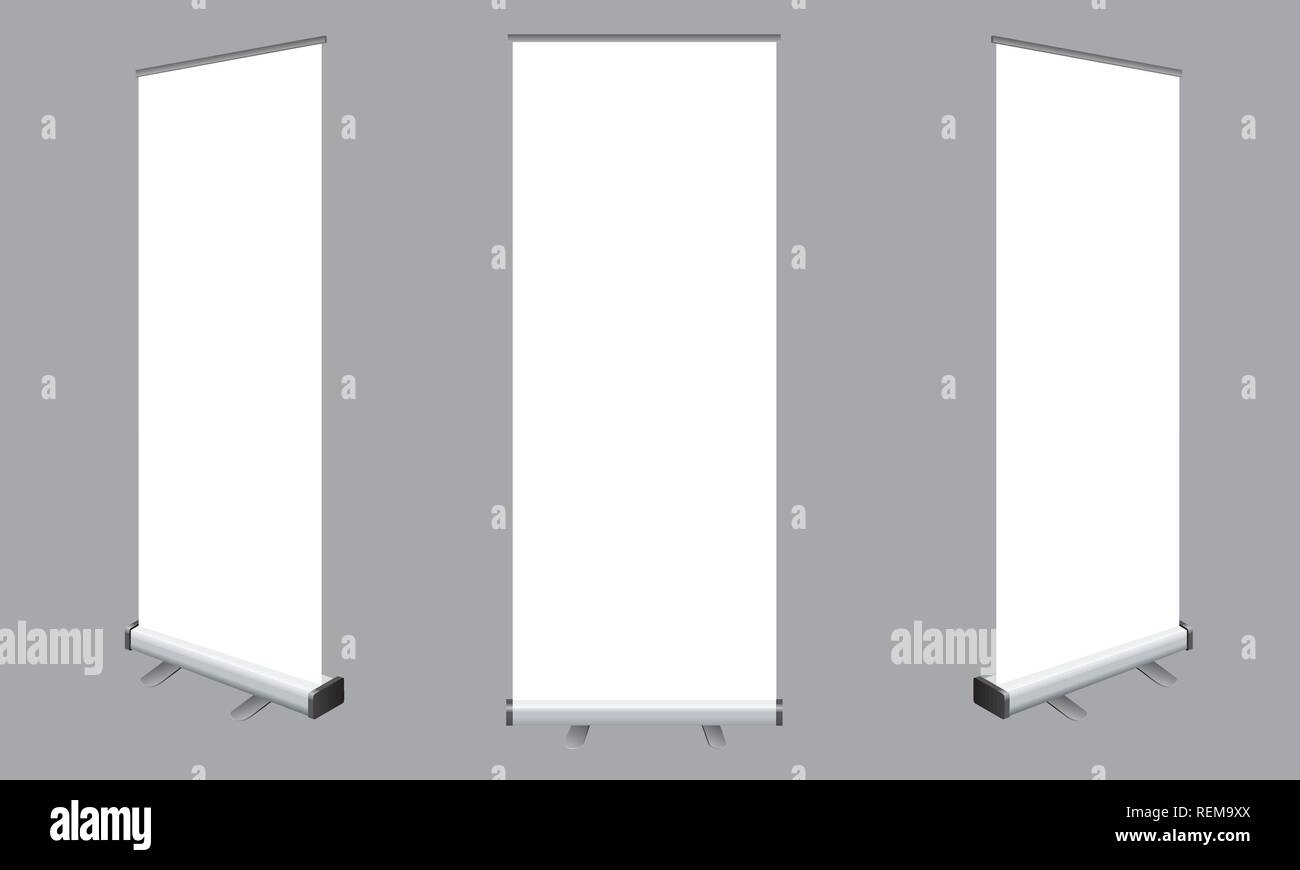 Satz von Blank isoliert Vektor roll up banner Display mockup Stock Vektor