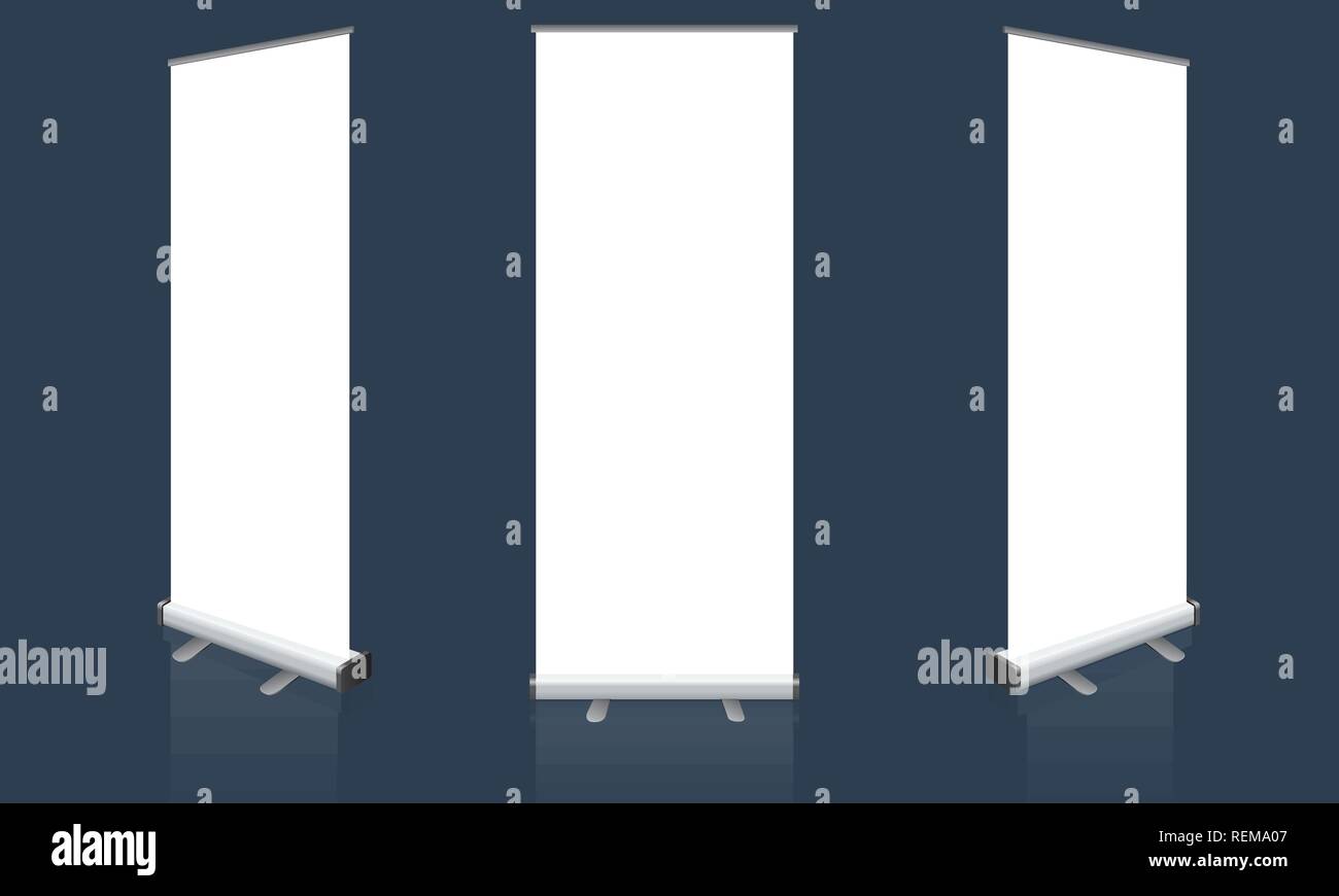 Satz von Blank isoliert Vektor roll up banner Display mockup Stock Vektor
