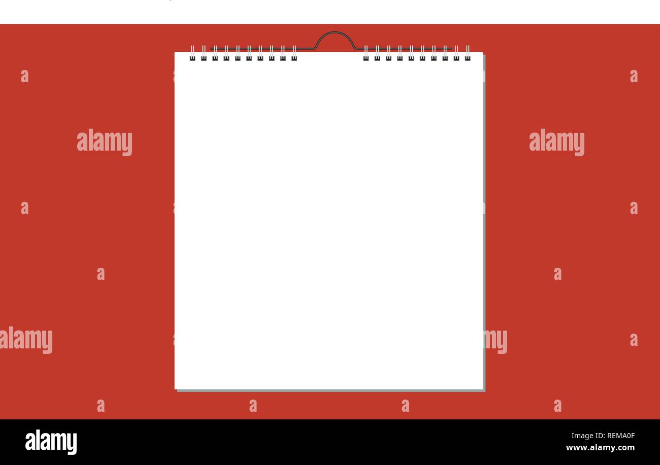 Leere wand Kalender mit Feder, Card Design. Vektor Stock Vektor