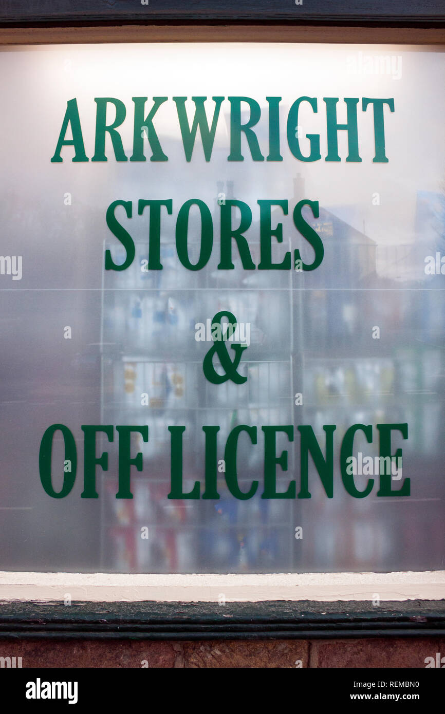 Arkwright Speichert&Off Fenster Lizenz, Cromford, Derbyshire Stockfoto