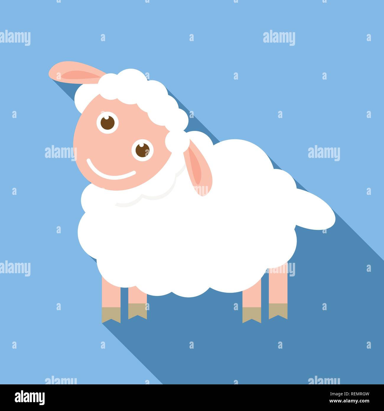 Glückliche Schafe Symbol, flacher Stil Stock Vektor