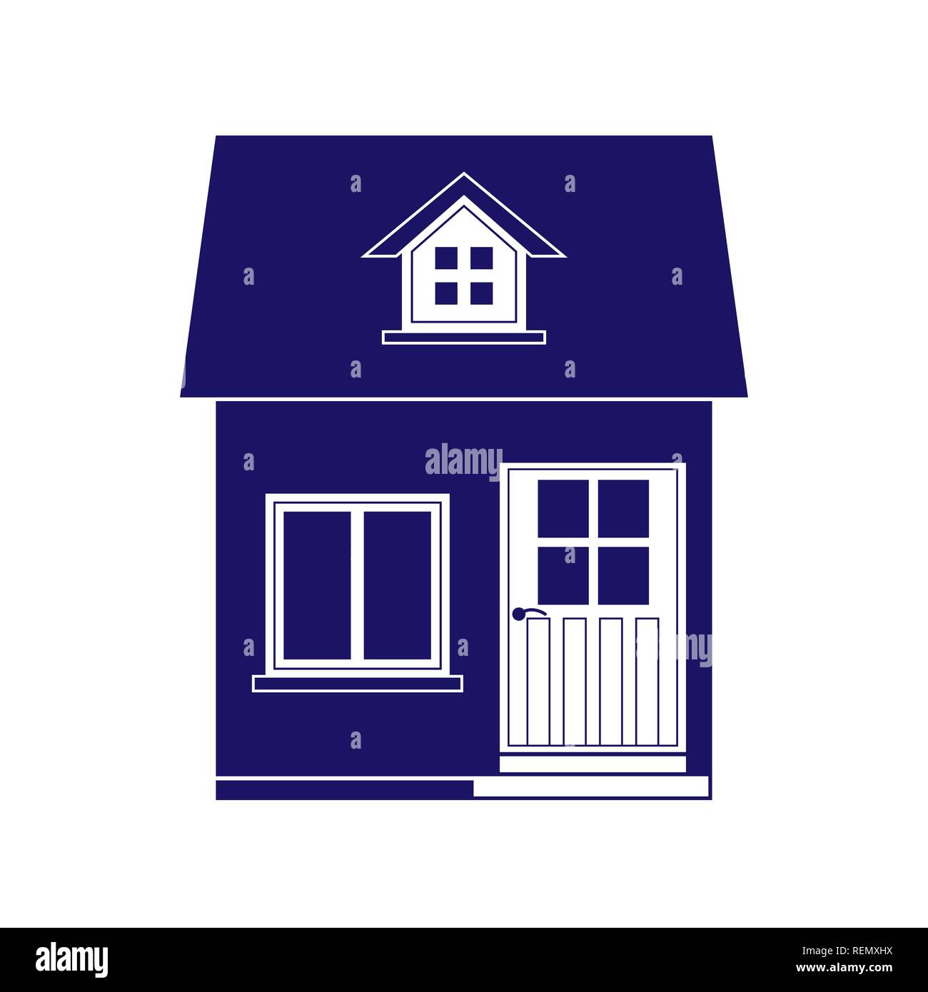 Flaches Bild eines Landhauses, monophone Bild Stock Vektor