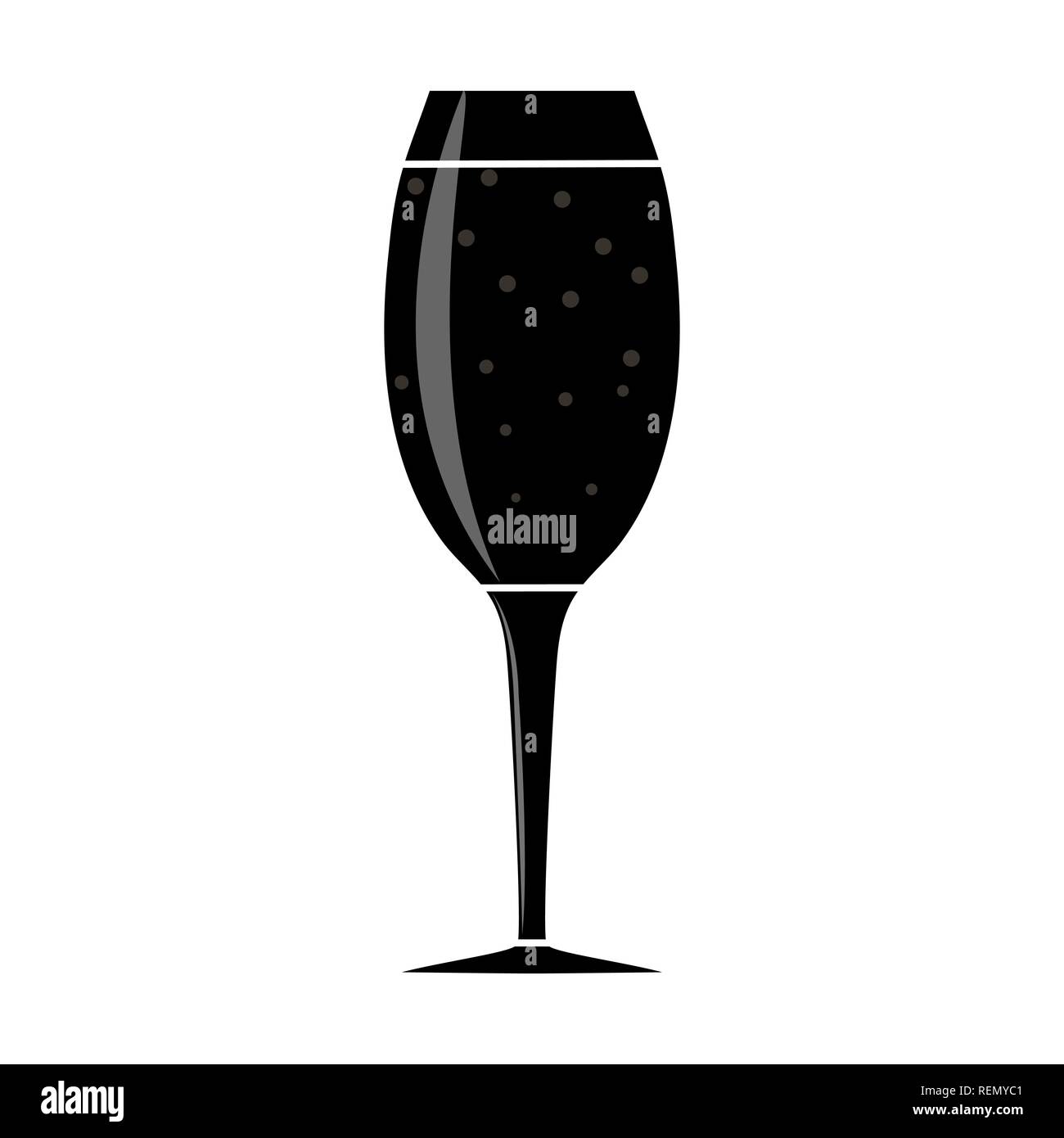 Einfache flache Abbildung: ein Glas Wein mit einem kohlensäurehaltigen Getränk Stock Vektor